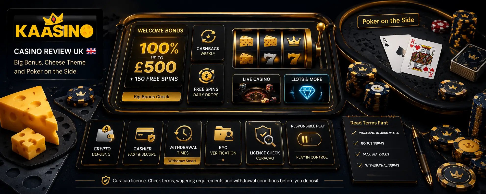 KAASINO Casino Review UK Big Bonus, Cheese Theme and Poker on the Side